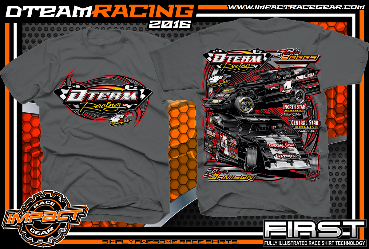 DTeam Racing Dirt Track Modified Racing Shirt 2016 Charcoal - Impact ...