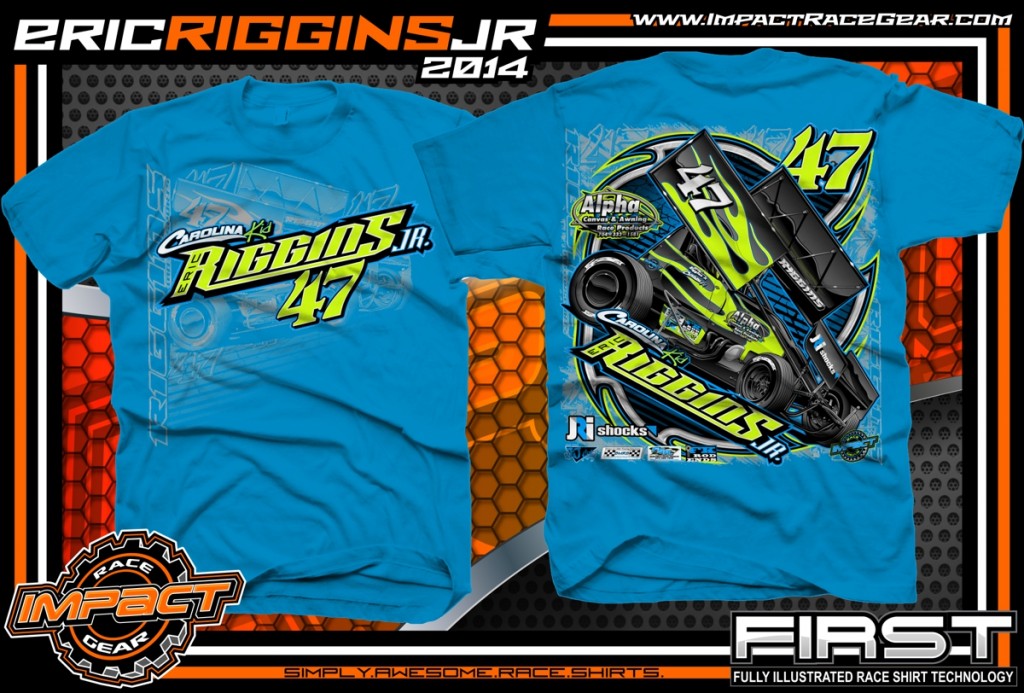 Eric Riggins Jr Winged Sprint Car T-Shirt Sapphire - Impact RaceGear