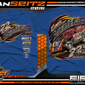 Evan Seitz Dirt Track Modified Racing Shirt 2016 Blue