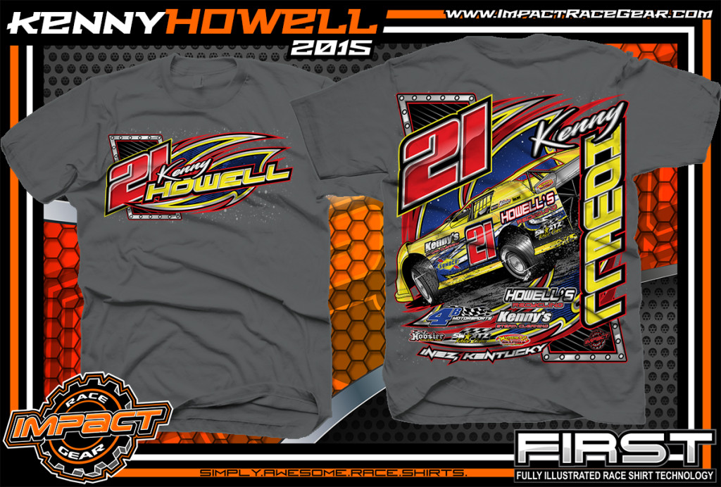 Kenny Howell Dirt Late Model Shirt 2015 Charcoal - Impact RaceGear