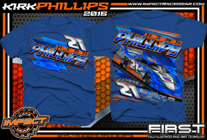 Kirk Phillips Dirt Late Model Shirt 2016 Royal