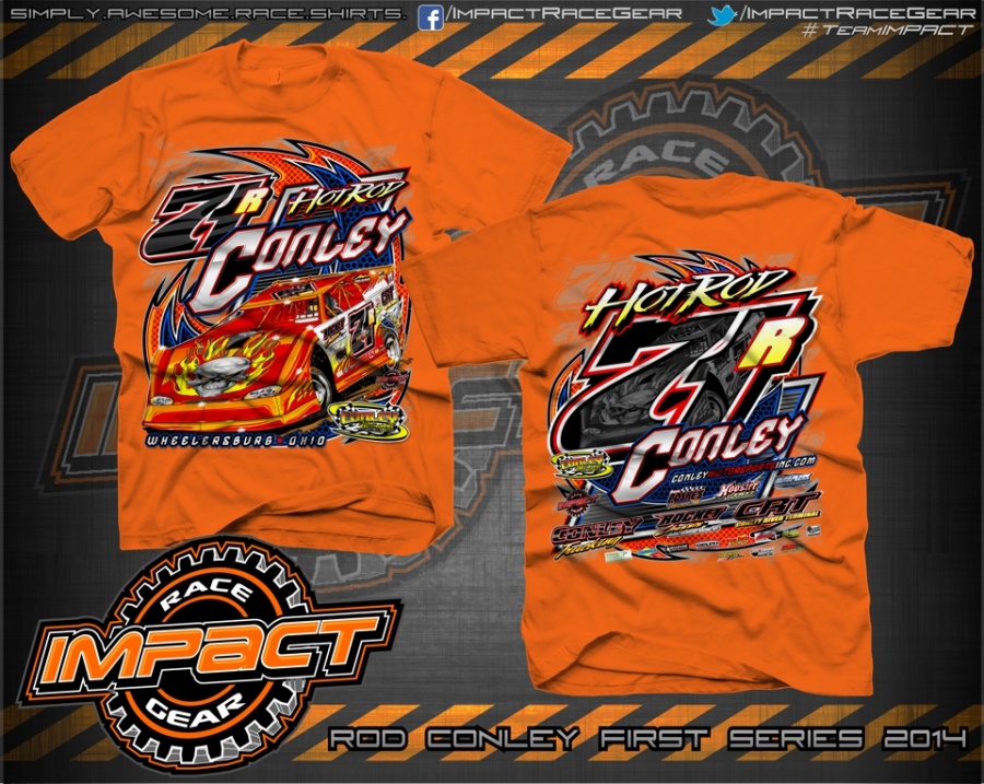 Rod Conley FIRST Series 2014 Dirt Late Model Racing Shirt Safety Orange ...