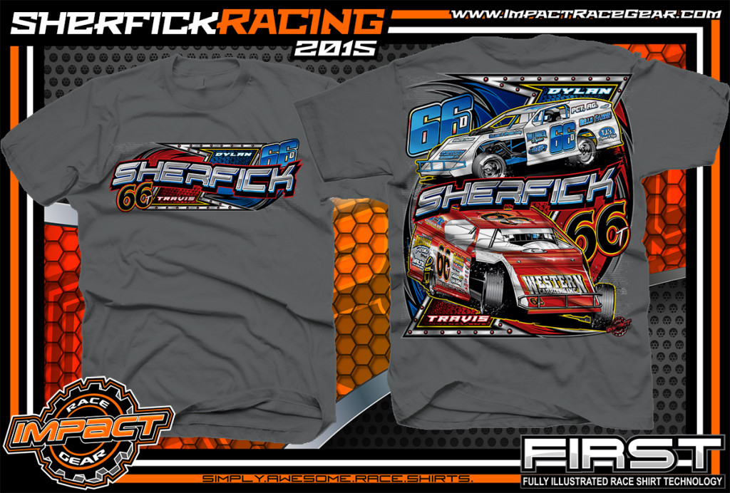 Sherfick Racing Dirt Modified Shirt 2015 charcoal - Impact RaceGear