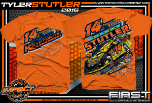 Tyler Stutler Crate Late Models Dirt Track Racing Shirt 2016 Safety Orange