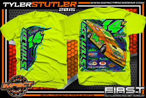 Tyler Stutler Dirt Late Model Shirt 2015 Safety Green