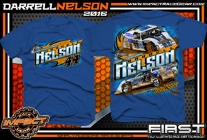 Darrell Nelson Dirt Late Model Racing t shirt 2016 Royal