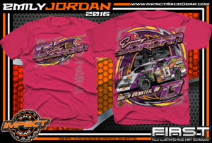 Emily Jordan Modified Dirt Track Racing Shirt 2016 Pink