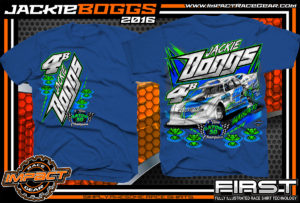 Jackie Boggs Dirt Late Model Racing t shirt Gator 50 Portsmouth Raceway Park 2016 Royal