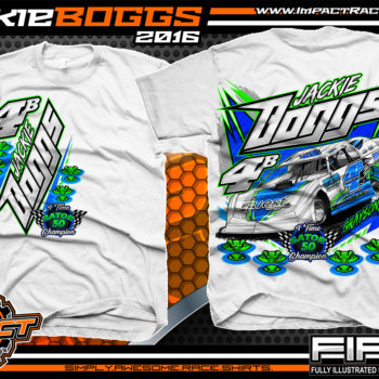 Jackie Boggs Dirt Late Model Racing t shirt Gator 50 Portsmouth Raceway Park 2016 White