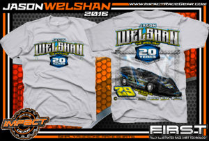 Jason Welshan Dirt Late Model Racing t shirt 2016 Ice Gray