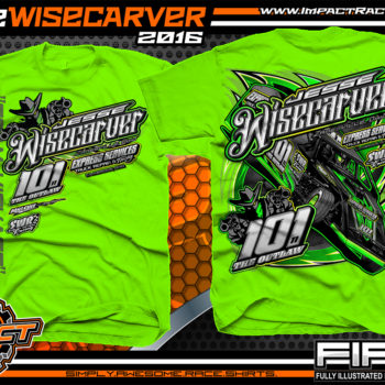 Jesse Wisecarver Modified Dirt Track Racing Shirt 2016 Neon Green