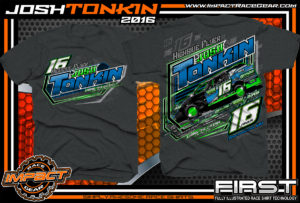 Josh Tonkin Modified Dirt Track Racing Shirt 2016 Dark Heather