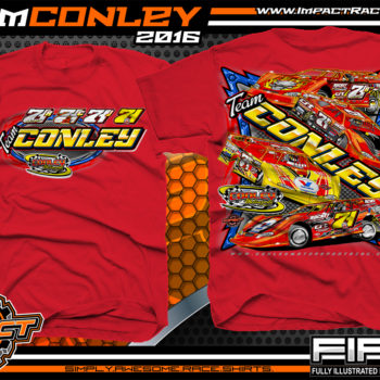 Team Conley Dirt Late Model Racing Shirt 2016-Red