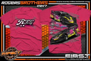 Cody Rogers Derek Rogers Fastrak Dirt Late Model Dirt Track Racing T-Shirts Pink