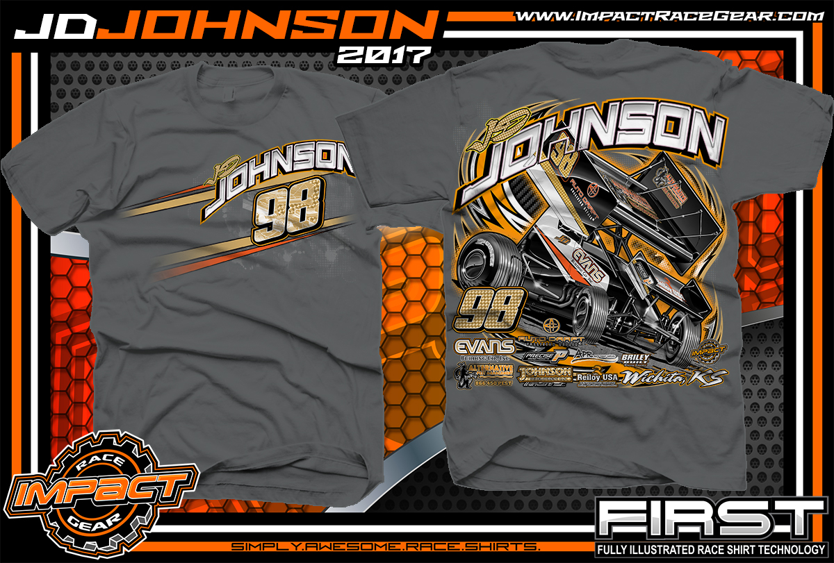 JD Johnson World of Outlaws Sprint Car Dirt Track Racing T-Shirts