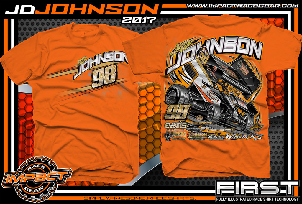 JD Johnson World of Outlaws Sprint Car Dirt Track Racing T-Shirts