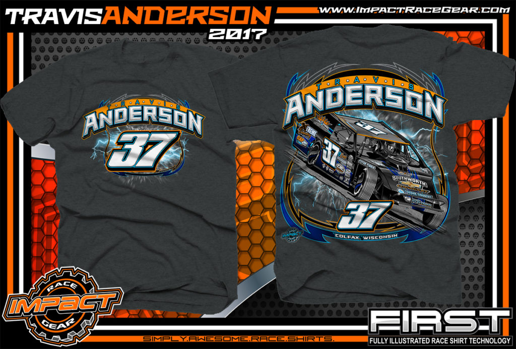 Travis Anderson WISSOTA Modified Dirt Track Racing T-Shirts Dark ...