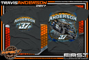 Travis Anderson WISSOTA Modified Dirt Track Racing T-Shirts Dark Heather