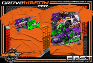 Bobby Grove Zach Mason IMCA Modified Dirt Track Racing T-shirt Orange