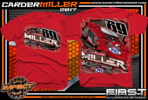 Carder Miller Super Dirt Late Model Dirt Racing Shirt Red