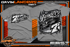 Gavin Landers Batesville Arkanasas Dirt Late Model Dirt Track Racing Shirts Medium Grey