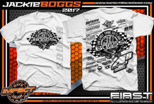 Jackie Boggs 30 years of Racing Dirt Late Model Racing Shirts White