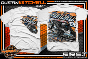 Dustin Mitchell North Carolina Dirt Late Model Custom Race Shirts White - Copy