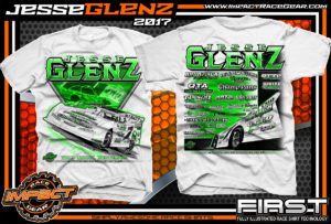 Jesse Glenz WISSOTA Dirt Late Model Dirt Track Racing Shirt White