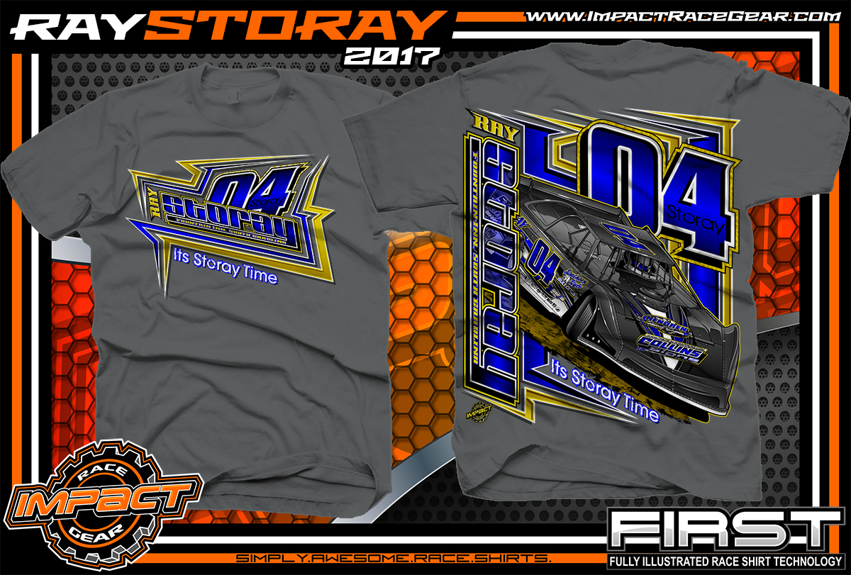 Ray Storay Lucas Oil Dirt Late Model Dirt Track Racing Shirts Charcoal ...