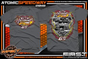 Atomic Speedway Dirt Track Winged Sprint Car Track Shirts Charcoal