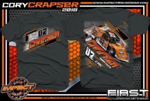 Cory Crapser Wisconsin USMTS Dirt Track Modified Racing Shirts Dark Heather