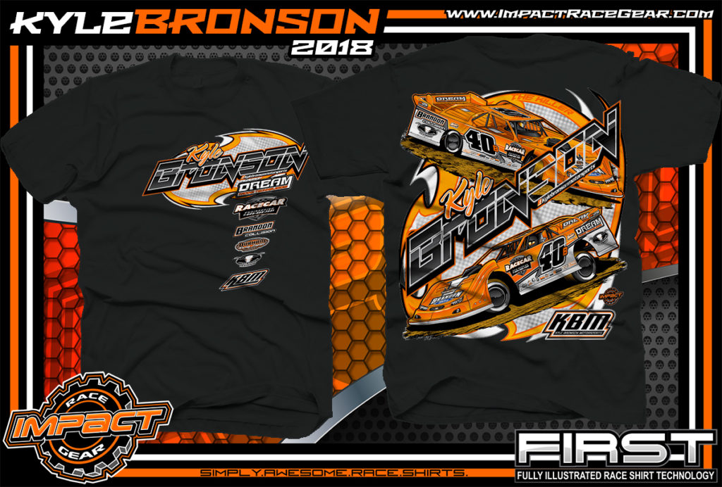 Kyle Bronson Lucas Oil Dirt Late Model Shirts Black - Impact RaceGear