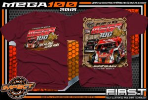 Mega 100 Dirt Track Racing Tyler County Speedway Event Shirt West Virgina Maroon