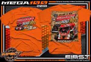 Mega 100 Dirt Track Racing Tyler County Speedway Event Shirt West Virgina Safety Orange