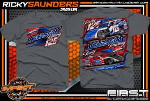 Ricky Saunders Dirt Track Modified Race Car Shirts Gray