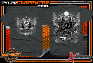 Tyler Carpenter X-Series AMRA Dirt Late Model Racing Shirt Charcoal