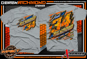 Derek Richmond Sport Mod Dirt Track Racing Shirt Sport Grey