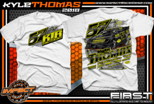 Kyle Thomas Lucas Oil Dirt Late Model Shirts World of Outlaws Dirt Track Racing Shirts White