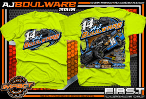 AJ Boulware South Dakota Dirt Track Racing UMP Modified Racing Shirts Safety Yellow