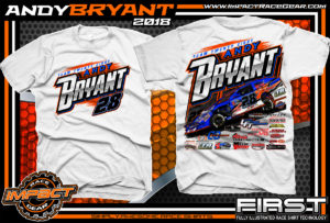 Andy Bryant USMTS Modified Dirt Racing T-SHirts White