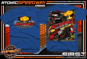 Atomic Speedway Lucas Oil World of Outlaws All Star Sprints Dirt Late Model AMRA Modified Dirt Track Racing T-Shirts Royal