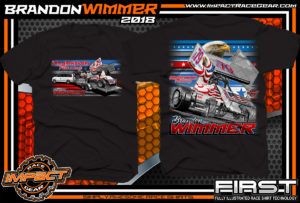 Brandon Wimmer Outlaw Sprint Car All Star Sprints Atomic Speedway Racing Shirt Black