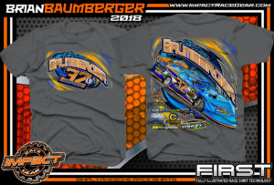 Brian Baumberger Lucas Oil Dirt Late Model Racing Shirts Charcoal