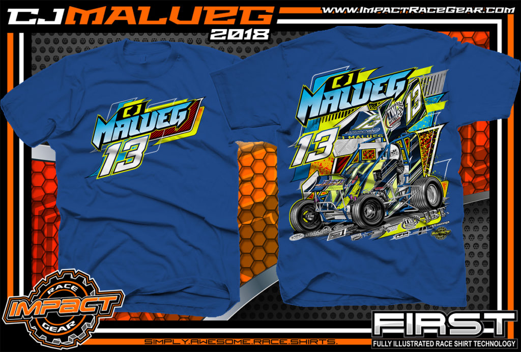 CJ Malueg Open Wheel Sprint Car Racing T-Shirts Royal - Impact RaceGear