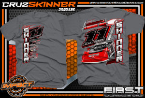 Cruz Skinner NeSmith Dirt Late Model Racing Shirts Charcoal
