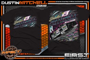 Dustin Mitchell North Carolina Dirt Late Model Lucas Oil Racing Shirts Black