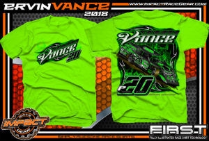 Ervin Vance Kentucky UMP Dirt Modified Racing Shirts Neon Green