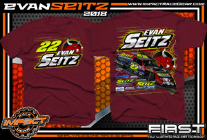 Evan Seitz Ohio UMP Modified Dirt Track Racing T-Shirts Maroon