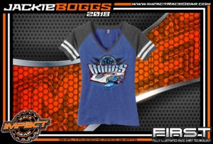 Jackie Boggs World of Outlaws Dirt Late Model Racing Shirts for Ladies