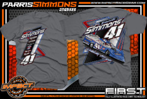 Parris Simmons Georgia Dirt Late Model Racing Shirts Charcoal